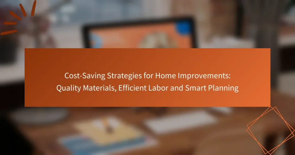 Cost-Saving Strategies for Home Improvements: Quality Materials, Efficient Labor and Smart Planning
